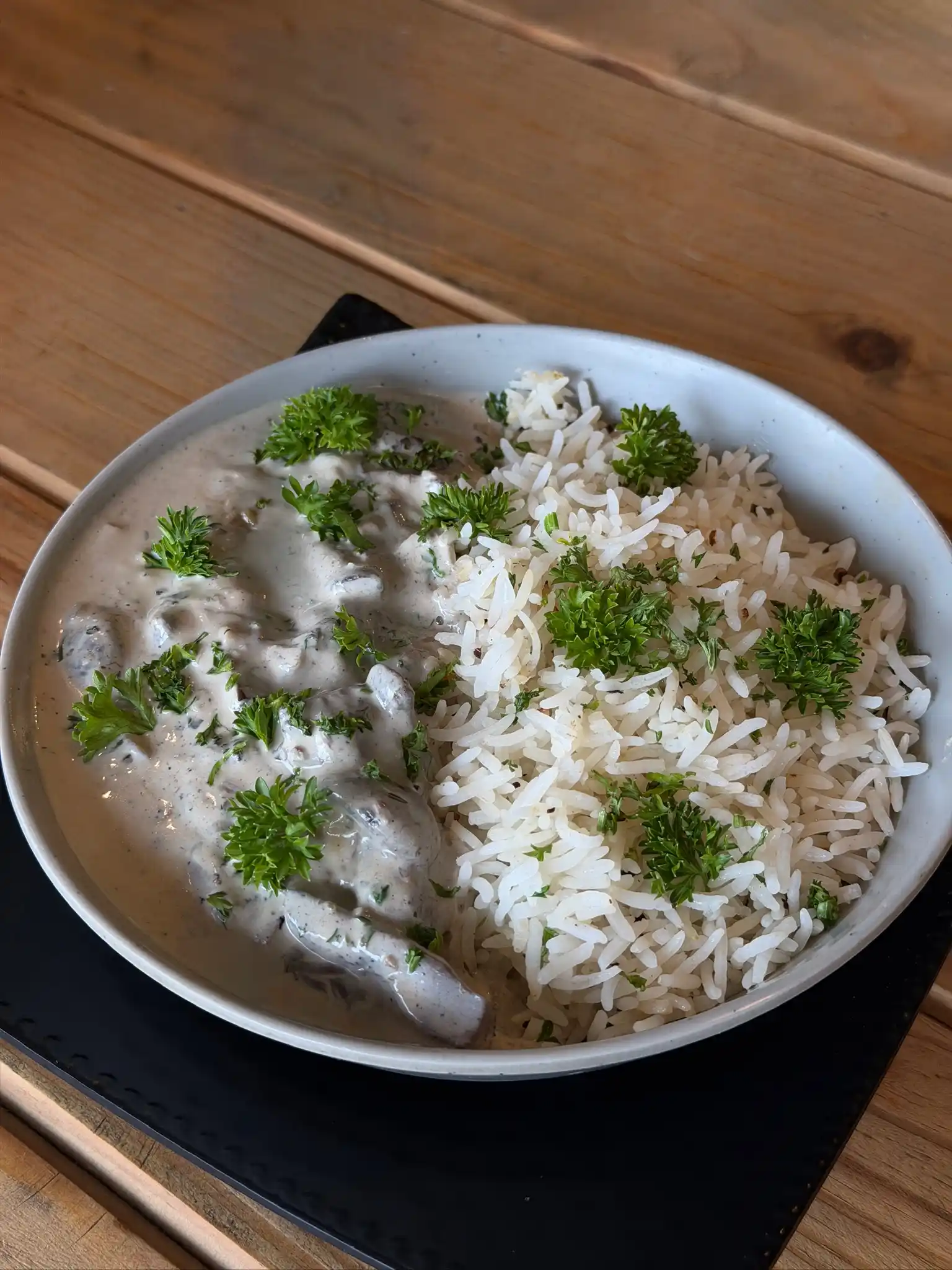 Mushroom Stroganoff Rice Bowl